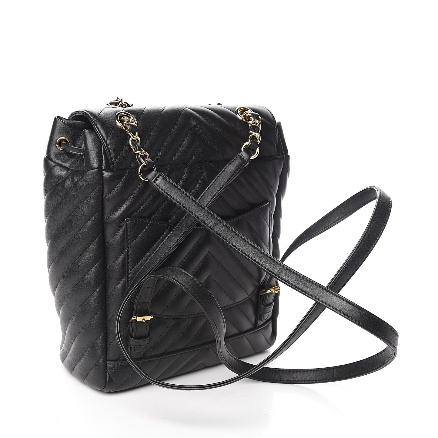 Calfskin Chevron Quilted Small Urban Spirit Backpack Black