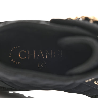 Chanel Fabric Grosgrain Quilted Cap Toe Lace Up Combat Boots 35.5 7 of 8