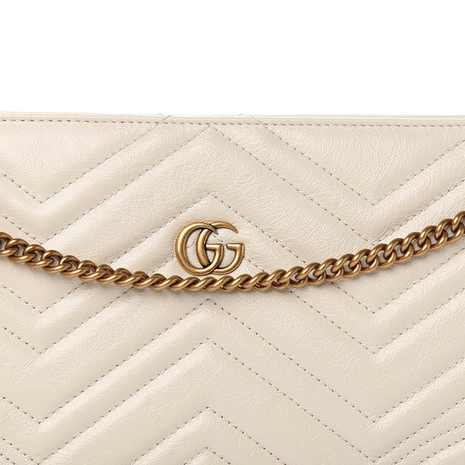 Gucci Azalea Calfskin Matelasse Heart Medium GG Marmont Slim Shoulder Bag Mystic White 9 of 9