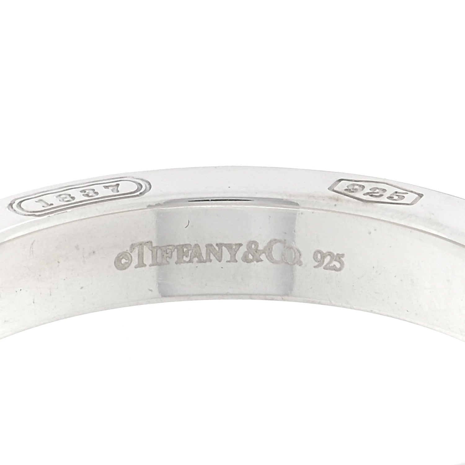 Tiffany Sterling Silver 3 Diamond 1837 Ring 48 4.5 4 of 4