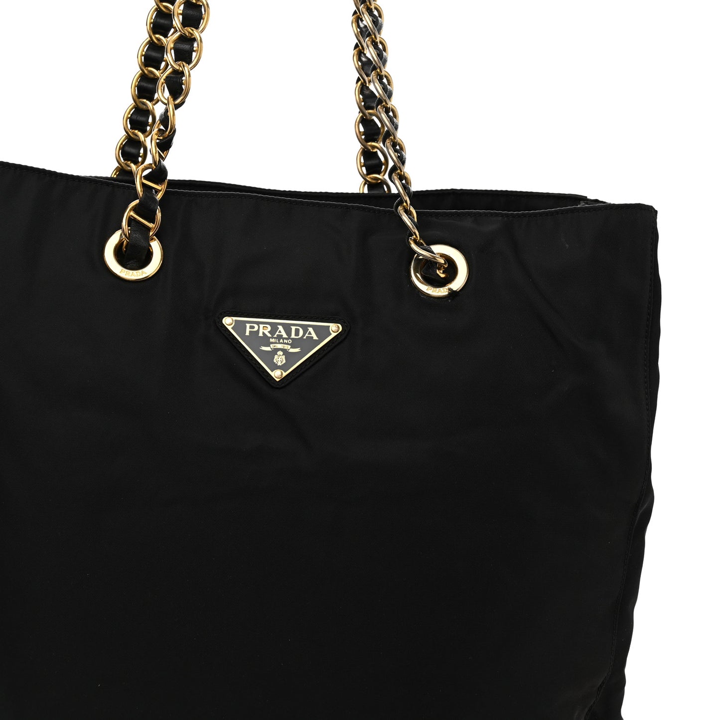 Tessuto Nylon Chain Shoulder Bag Black