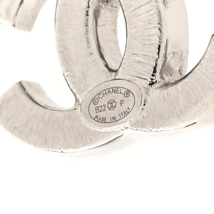 Chanel Baguette Crystal Double CC Earrings Silver 5 of 6