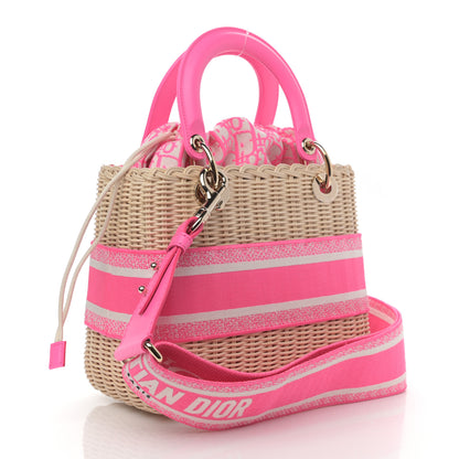 Christian Dior Wicker Oblique Medium Lady Dior Bag Fluorescent Pink 3 of 8