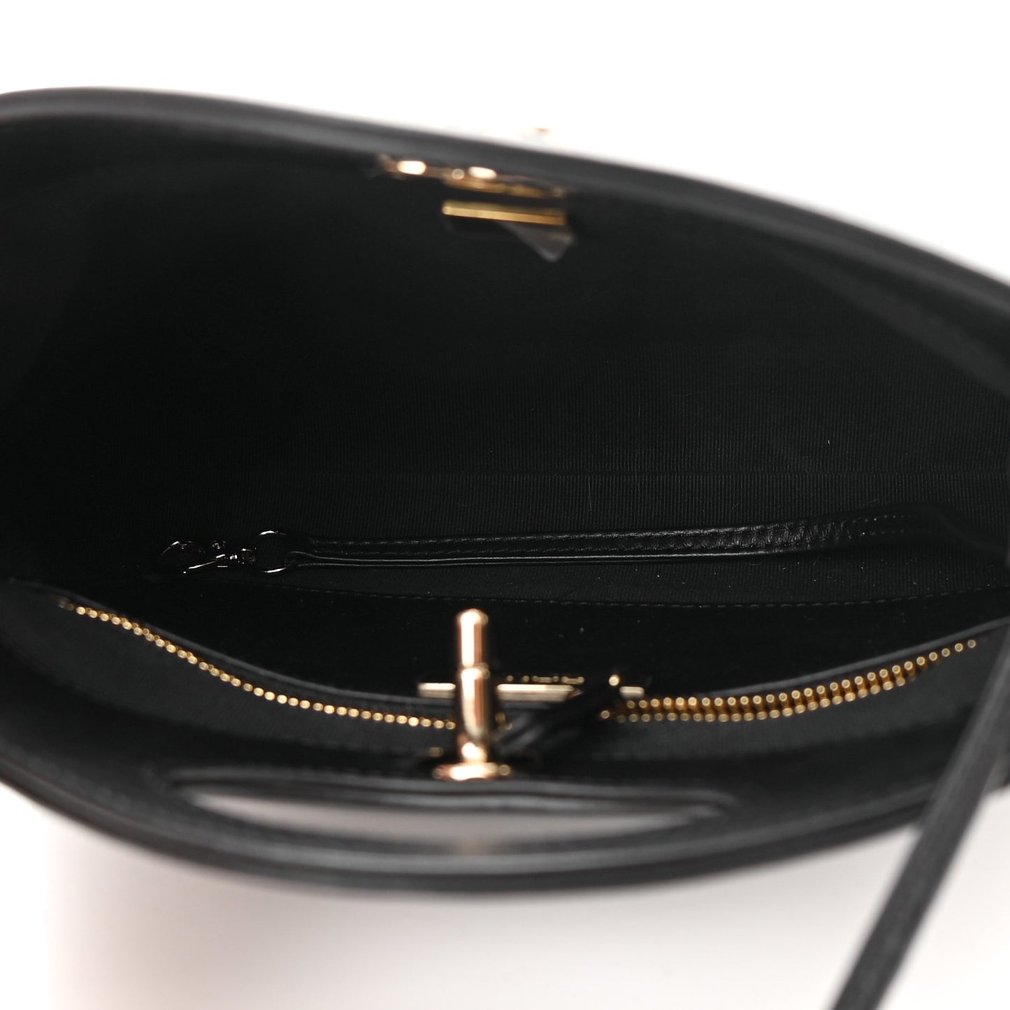 Shiny Crumpled Calfskin Quilted Mini 31 Shopping Bag Black