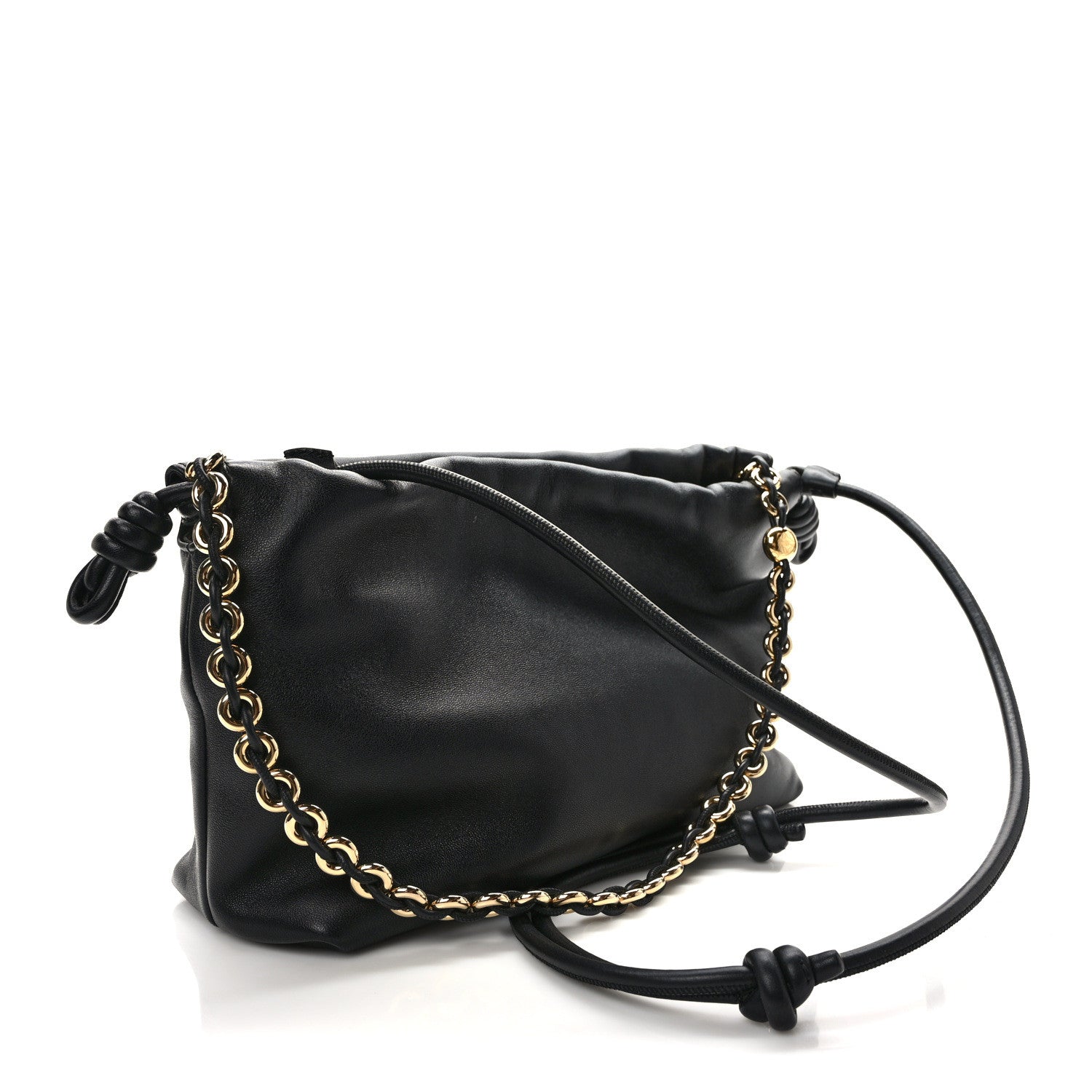 Loewe Mellow Nappa Donut Chain Flamenco Knot Clutch Black 3 of 8