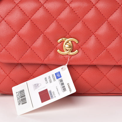 Chanel Caviar Quilted Mini Coco Handle Flap Red 10 of 11