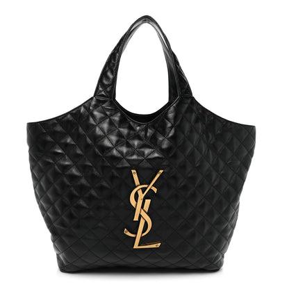 Saint Laurent Lambskin Quilted Maxi Icare Shopping Tote Black 1 of 12