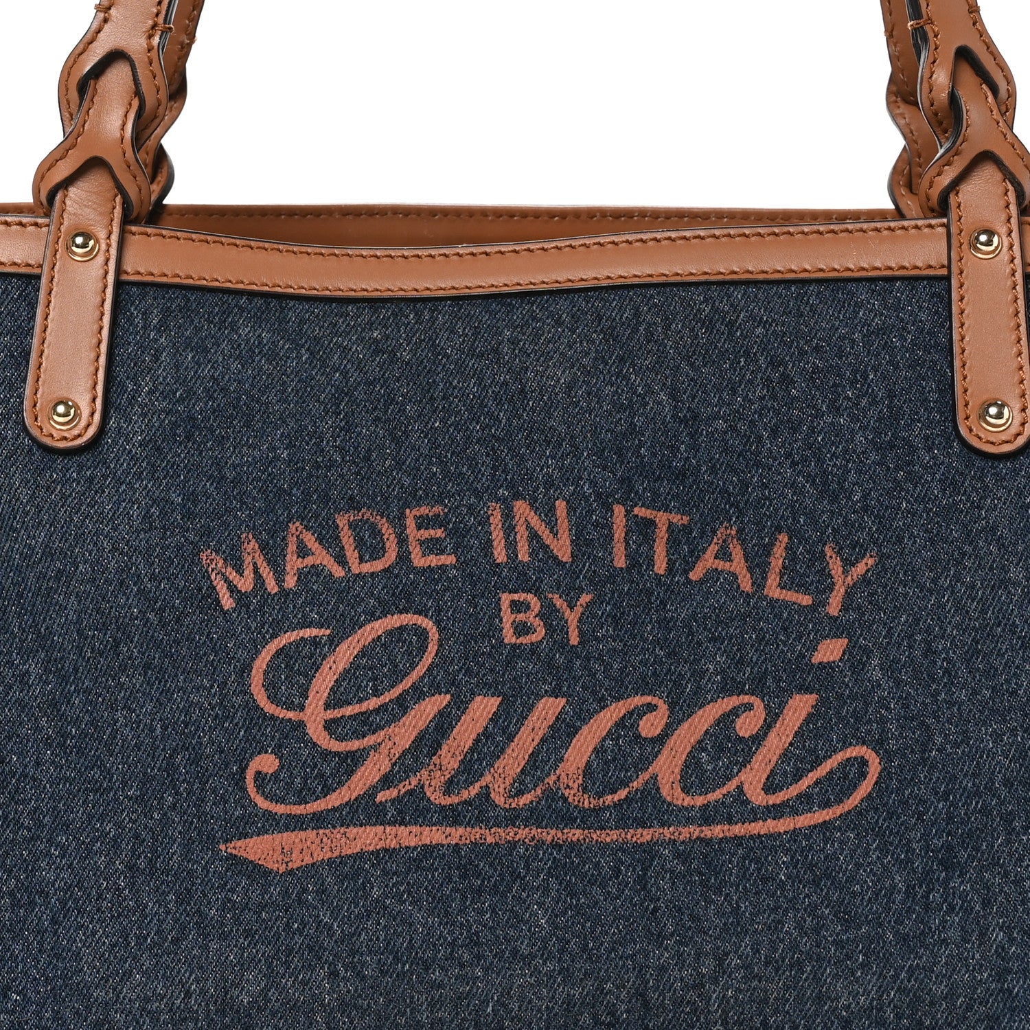 Gucci Denim Calfskin Tote Brown 8 of 12