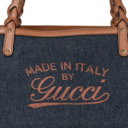 Gucci Denim Calfskin Tote Brown 8 of 12