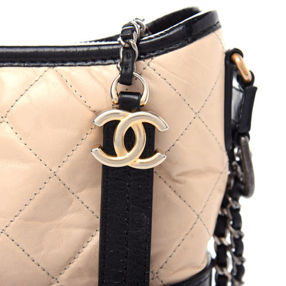 Chanel Aged Calfskin Quilted Small Gabrielle Hobo Beige Black 10 of 12
