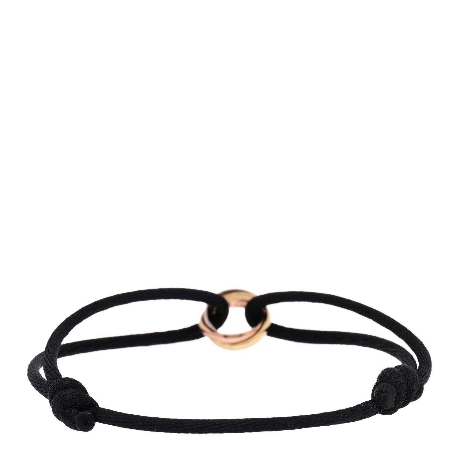 Cartier 18k Pink Yellow White Gold Trinity Adjustable Cord Bracelet Black 2 of 4