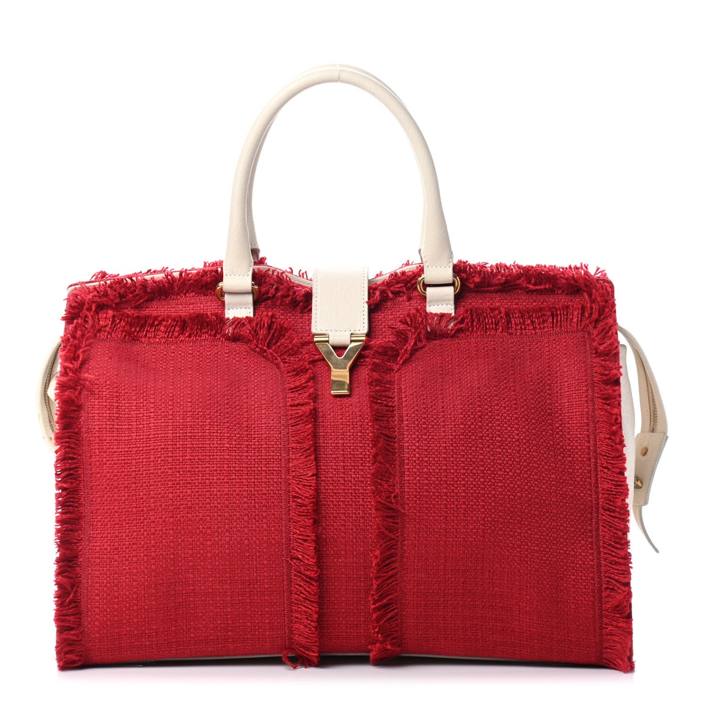 Linen Sheepskin Large Cabas ChYc Tote Red