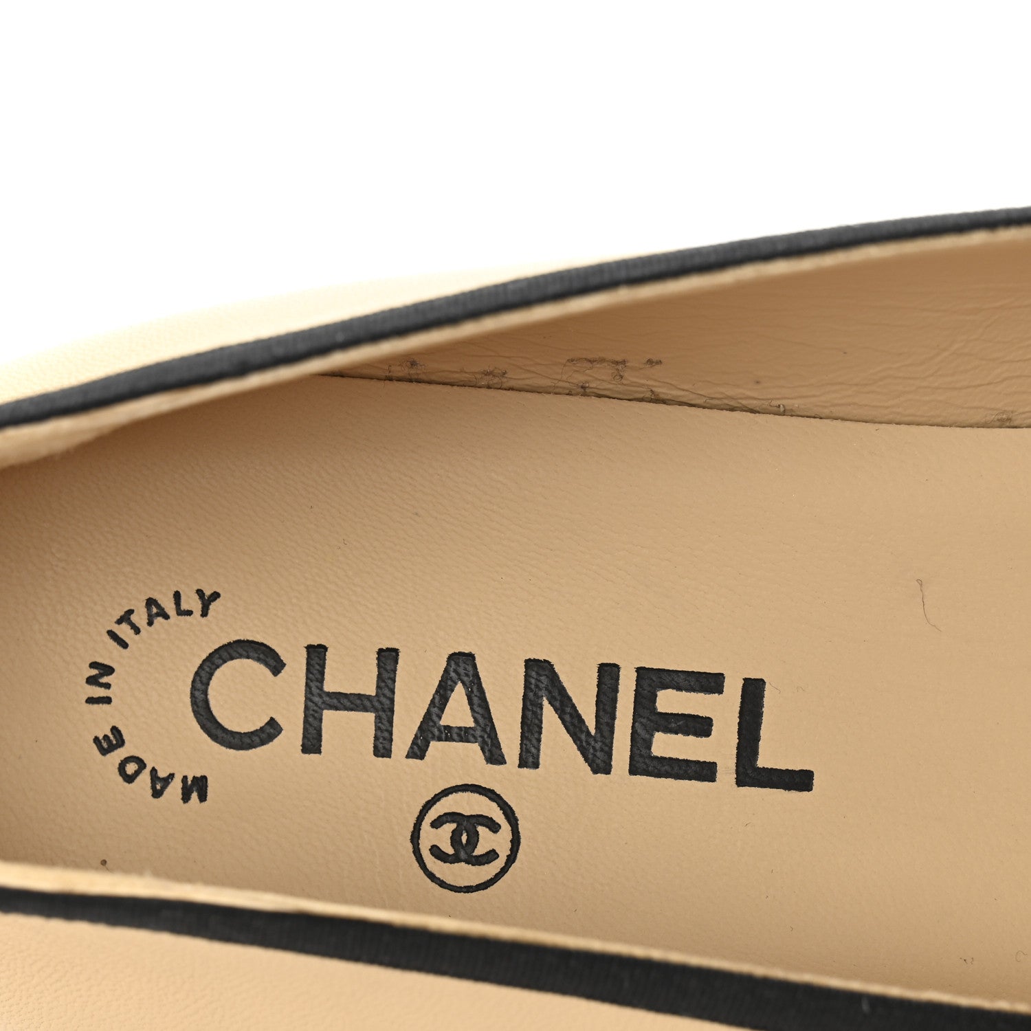 Chanel Lambskin Grossgrain Cap Toe Bow CC Ballerina Flats 40 Beige Black 8 of 9
