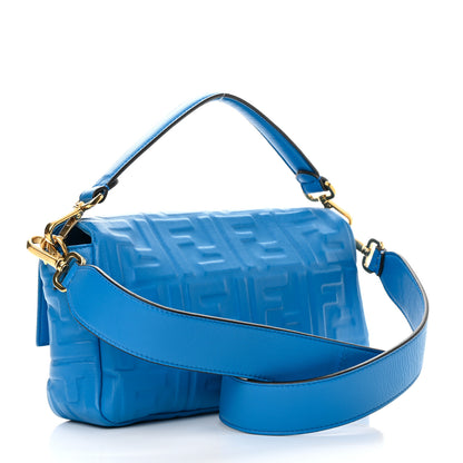 Fendi Nappa FF 1974 Embossed Baguette Blue Royal 3 of 15