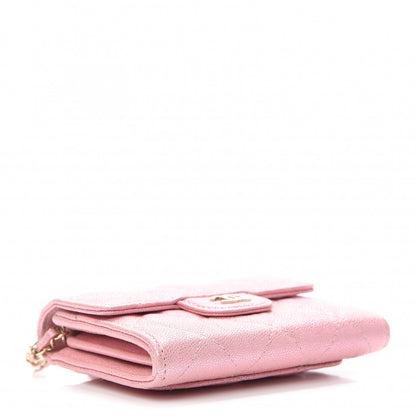 Chanel Iridescent Caviar Quilted Flap Card Holder On Chain Pink 4 of 10