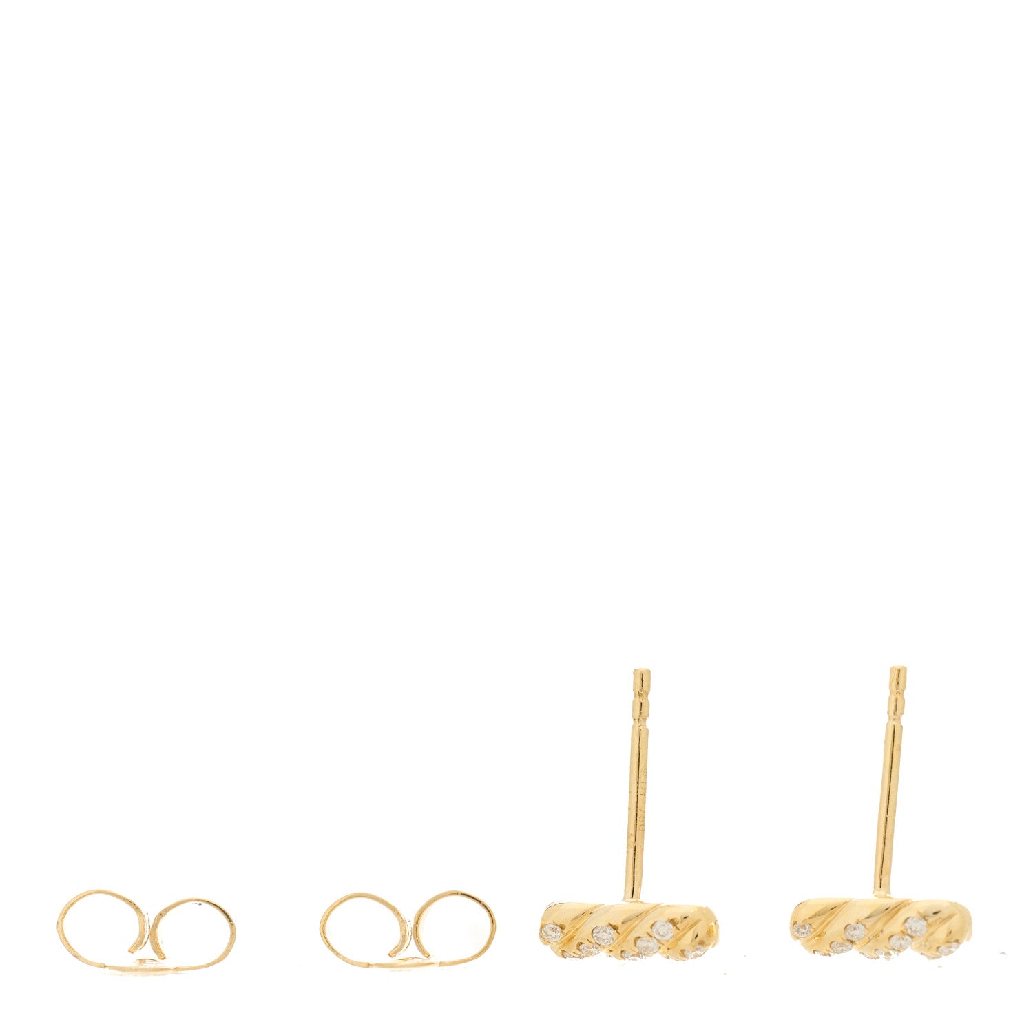 David Yurman 18K Yellow Gold Diamond Cable Collectibles Bar Stud Earrings 3 of 4