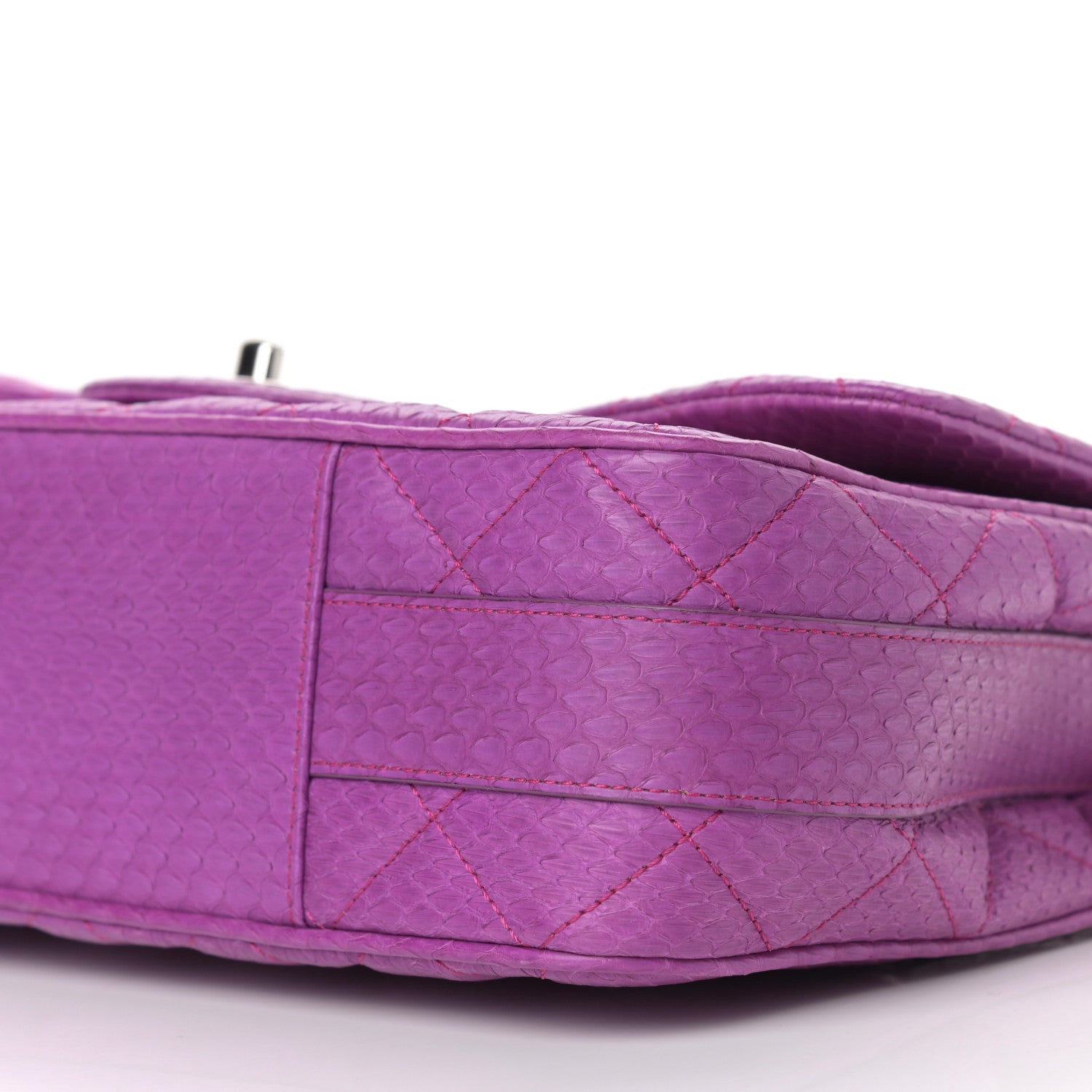 Chanel Elaphe Snakeskin Quilted Jumbo Easy Carry Flap Purple 9 of 9