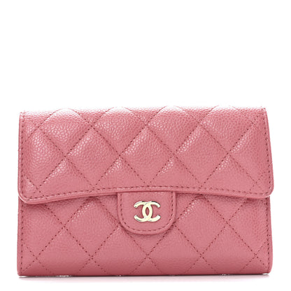 Chanel Metallic Caviar Quilted Medium Flap Wallet Pink 1 of 9