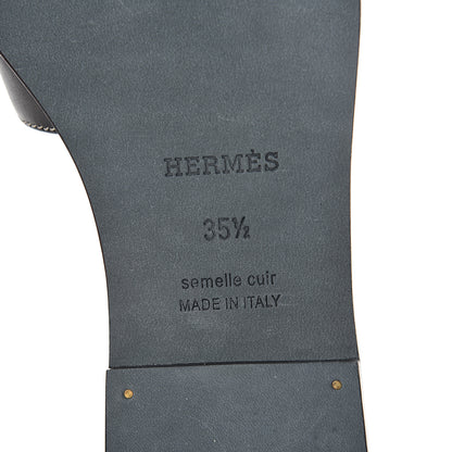 Hermes Box Calfskin Oran Sandals 35.5 Black 6 of 7