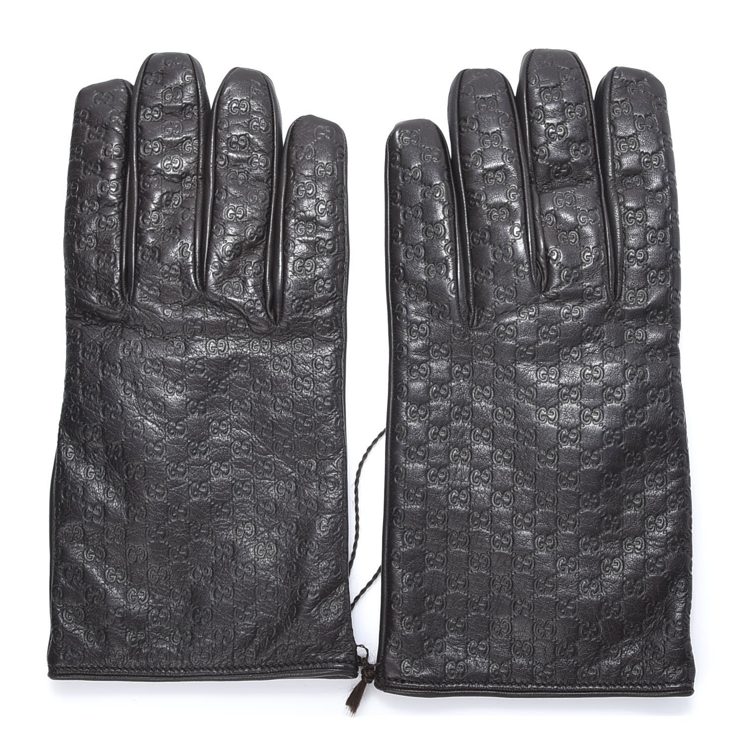 Gucci Nappa Microguccissima Gloves 10 Chocolate 1 of 6