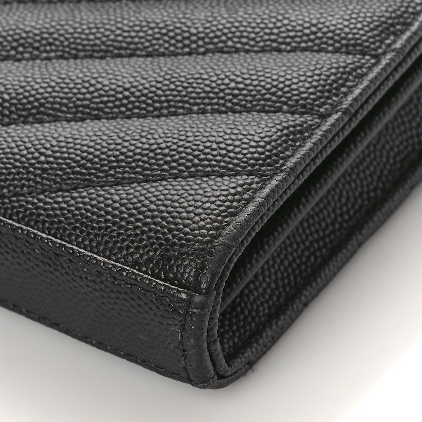 Grain De Poudre Matelasse Chevron Monogram Monochrome Chain Wallet Black
