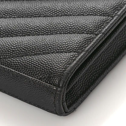 Saint Laurent Grain De Poudre Matelasse Chevron Monogram Monochrome Chain Wallet Black 8 of 10