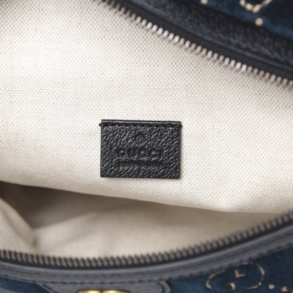Gucci Velvet GG Monogram Web Belt Bag Blue Beige 6 of 10