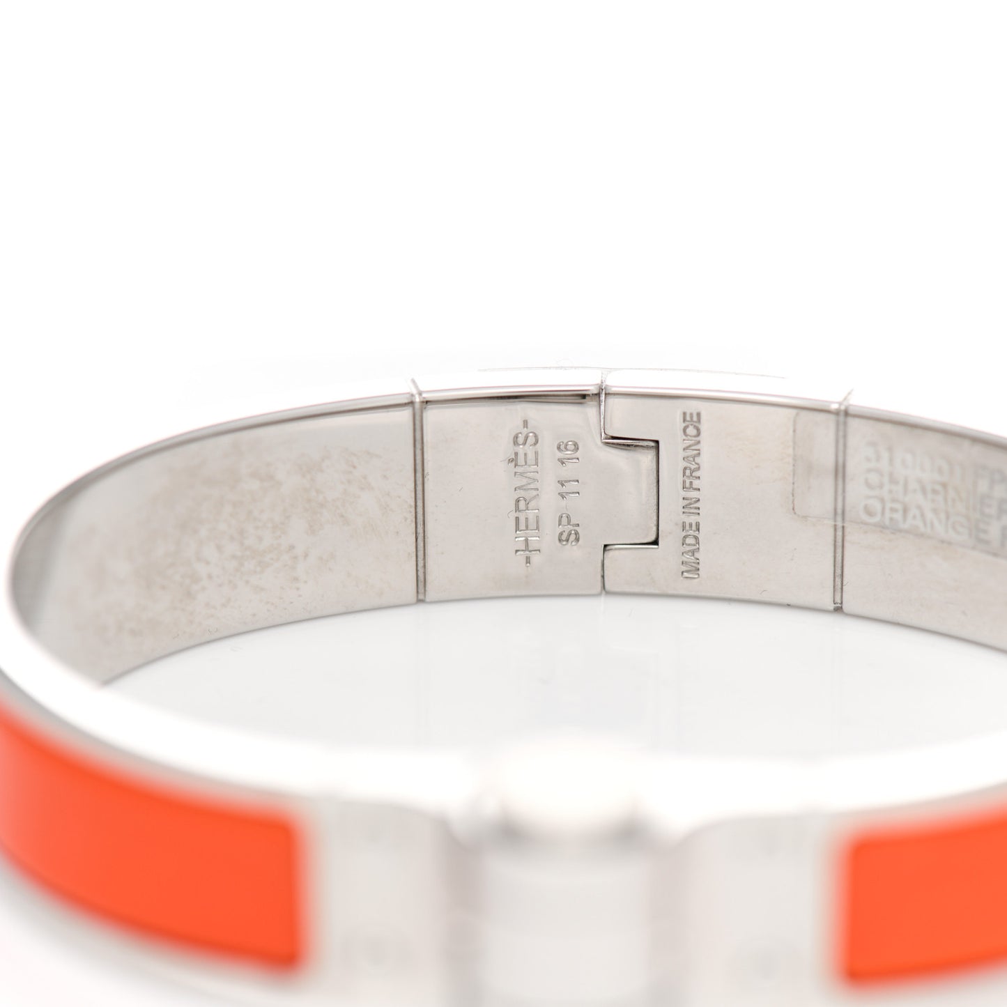 Enamel Charniere Uni Narrow Hinged Bracelet S Orange Fruite