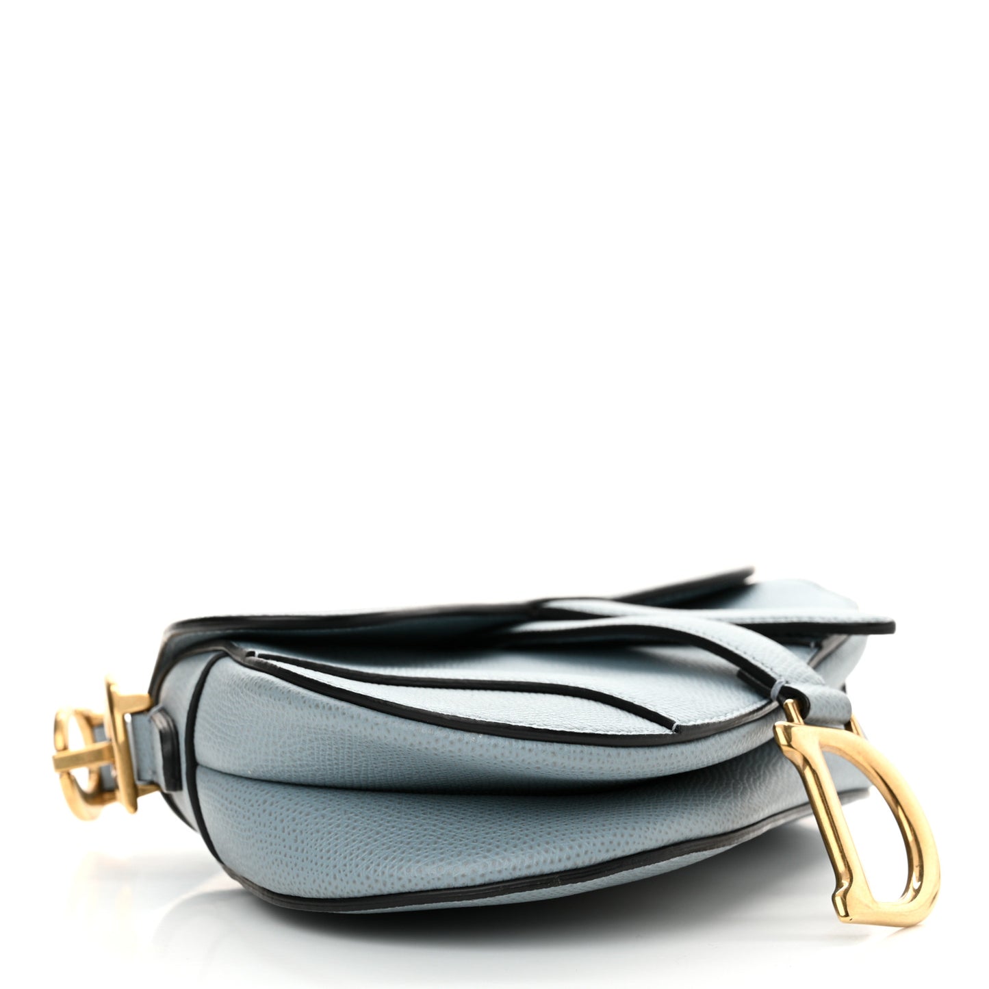 Grained Calfskin Mini Saddle Bag Sky Blue
