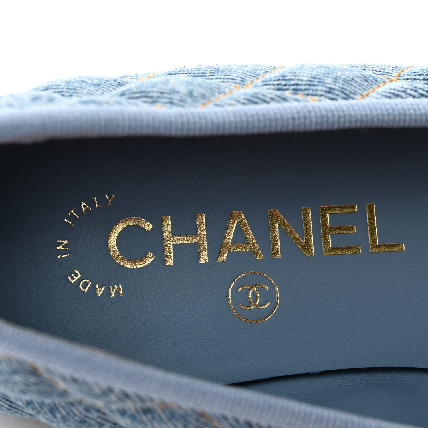 Chanel Denim Quilted CC Cap Toe Ballerina Flats 37 Light Blue 8 of 10
