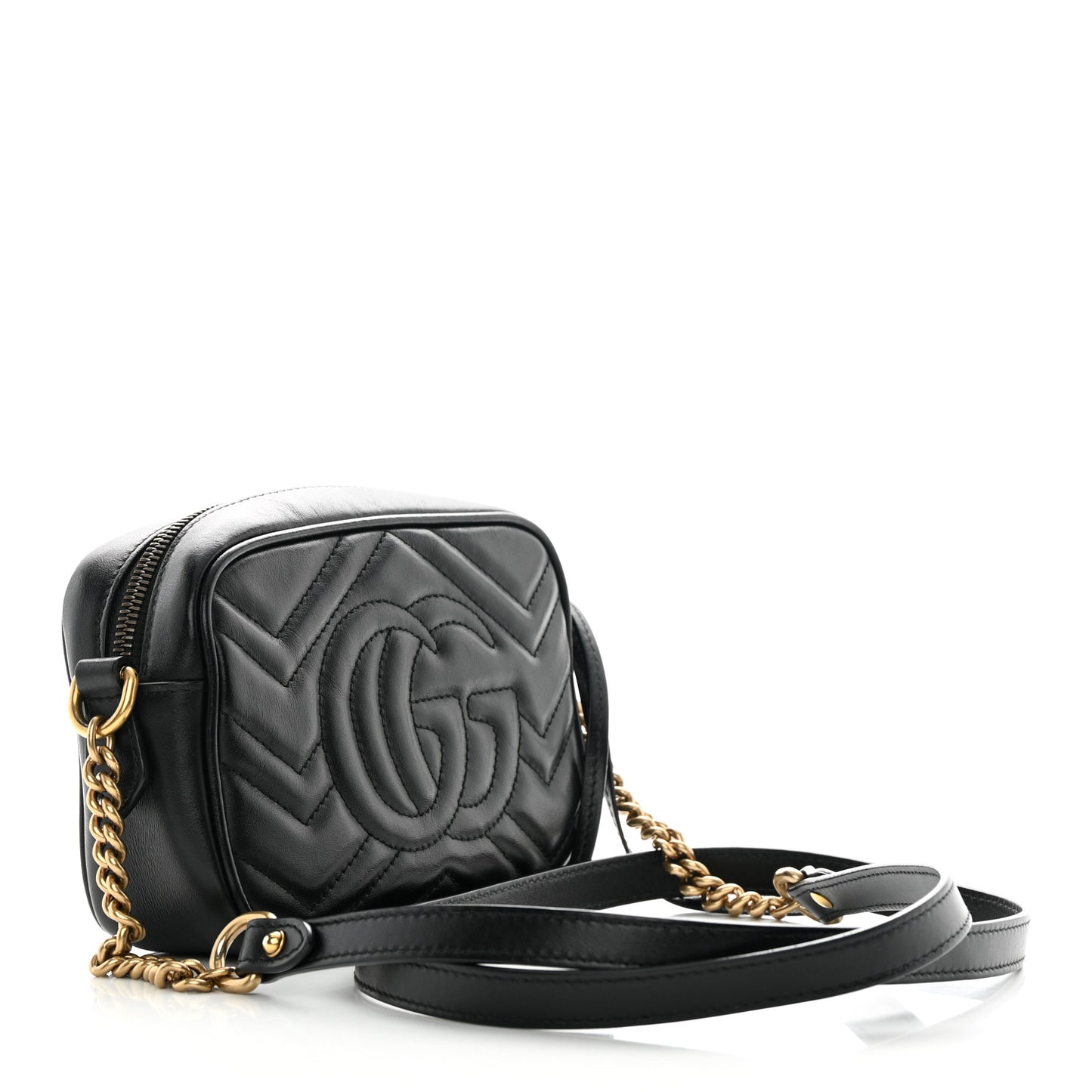 Calfskin Matelasse Mini GG Marmont Chain Shoulder Bag Black