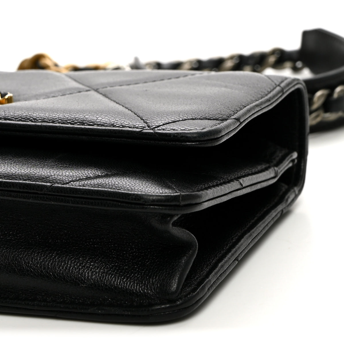 Chanel Goatskin Quilted Chanel 19 Wallet On Chain WOC Black 11 of 11