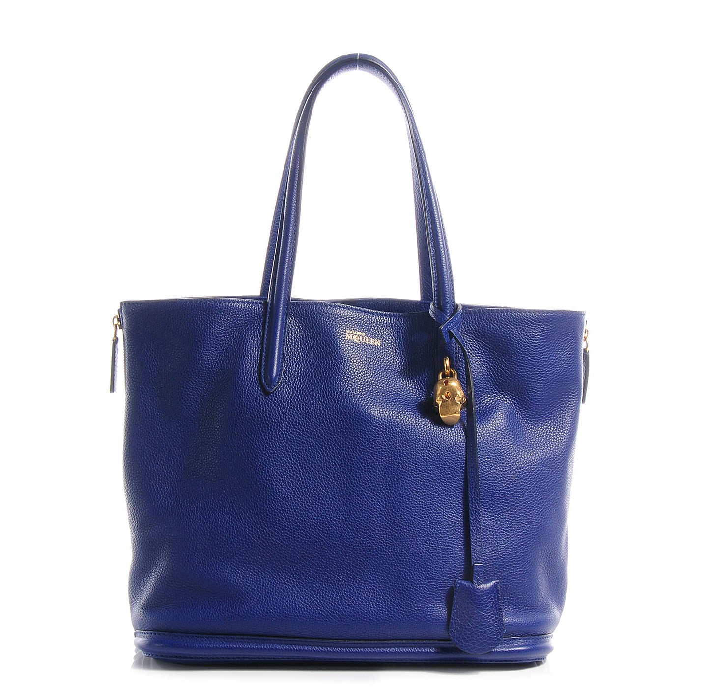 Leather Padlock Skull Tote Blue