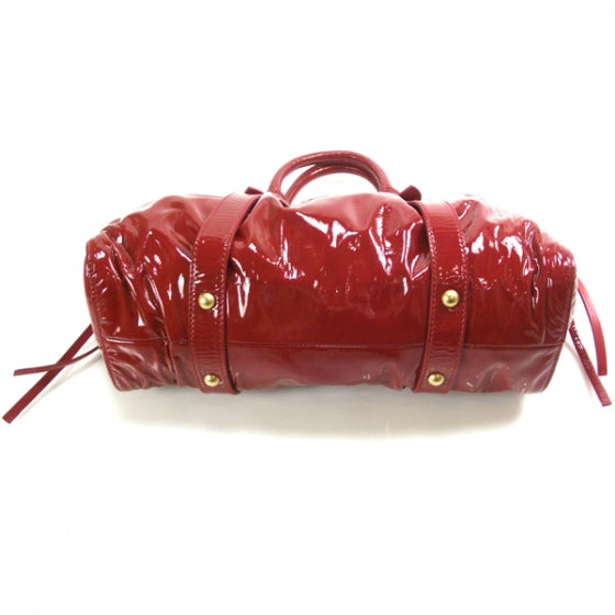 Vernice Patent Gathered Tote Rosso