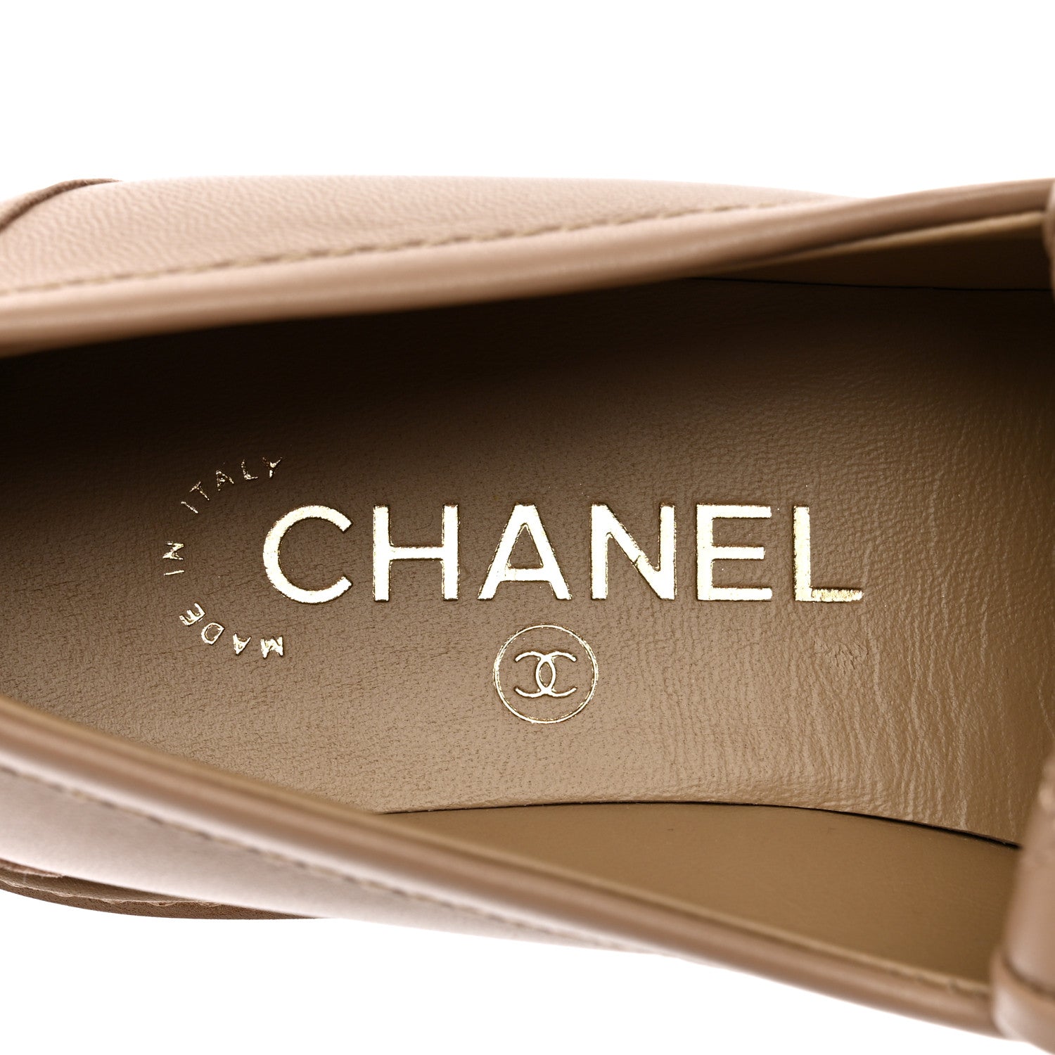 Chanel Lambskin Quilted CC Turnlock Loafers 37.5 Beige 7 of 14