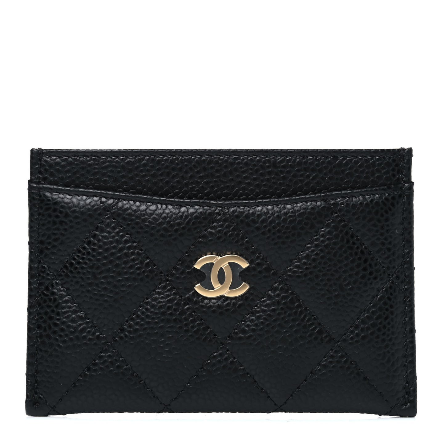 Caviar Quilted Card Holder Black