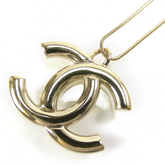 Gold CC Logo Pendant Necklace