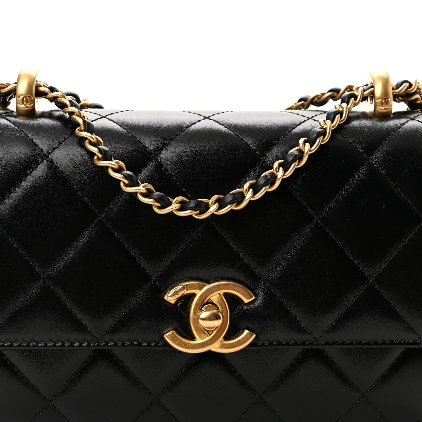 Calfskin Quilted Mini Perfect Fit Flap Black
