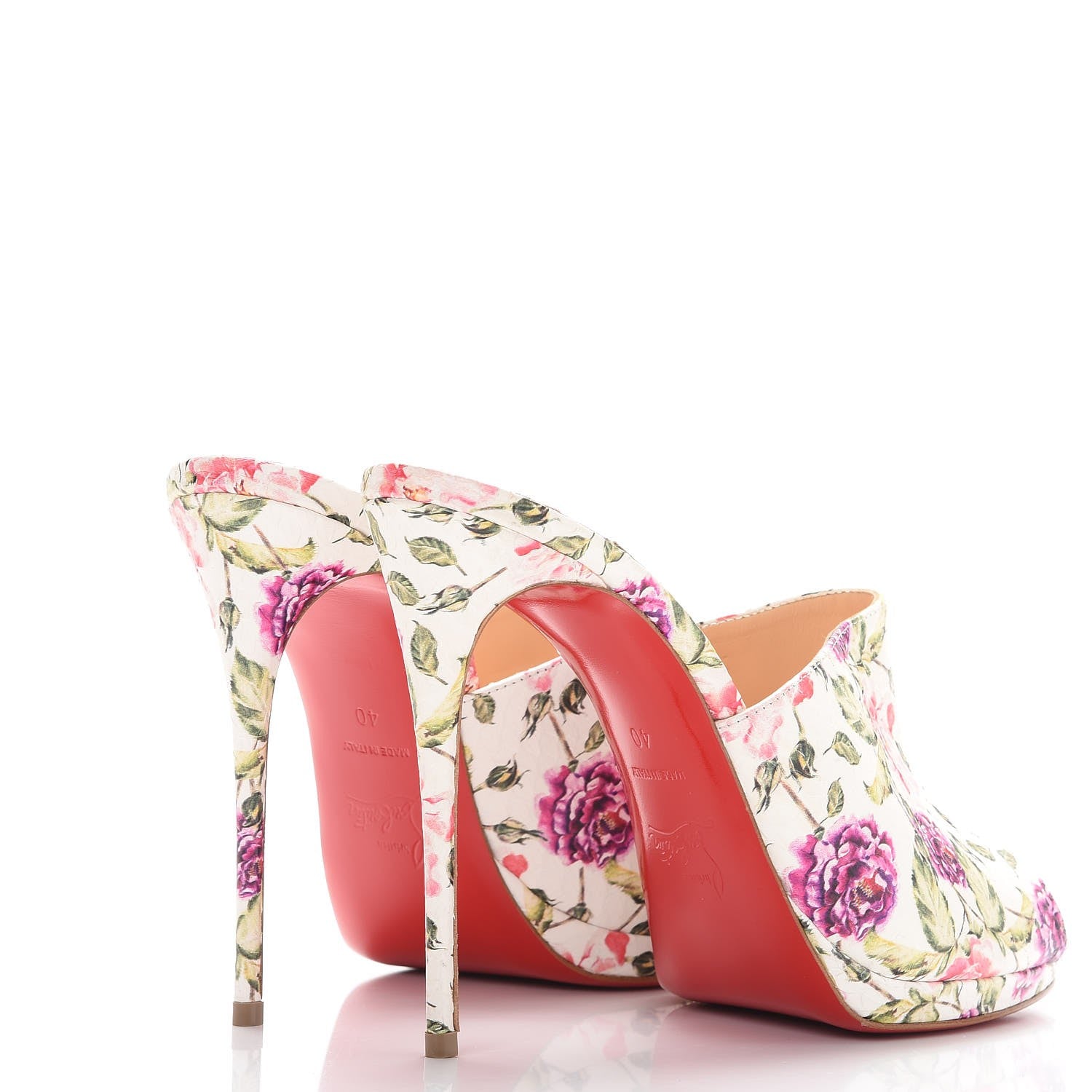 Christian Louboutin Watersnake Fiori Pigamule 120 Slide Sandals 40 Latte 4 of 9
