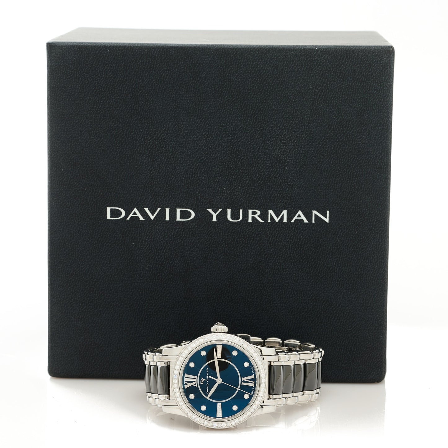 Stainless Steel Ceramic Diamond Bezel 38mm Classic Quartz Watch Black