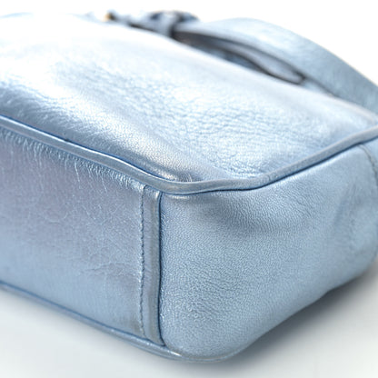 Prada Metallic Vitello Daino Camera Crossbody Bag Light Blue 7 of 12