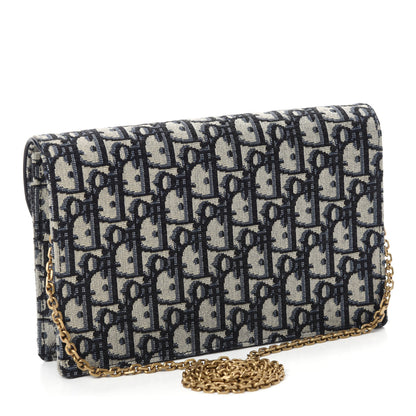 Christian Dior Oblique Saddle Chain Pouch Blue 3 of 10