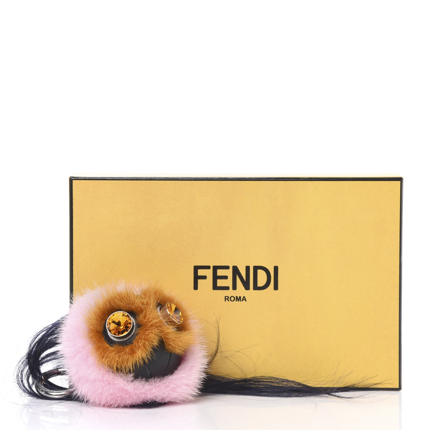 Fendi Mink Goat Fur QuTweet Bag Bug Charm Marshmallow Black 5 of 5