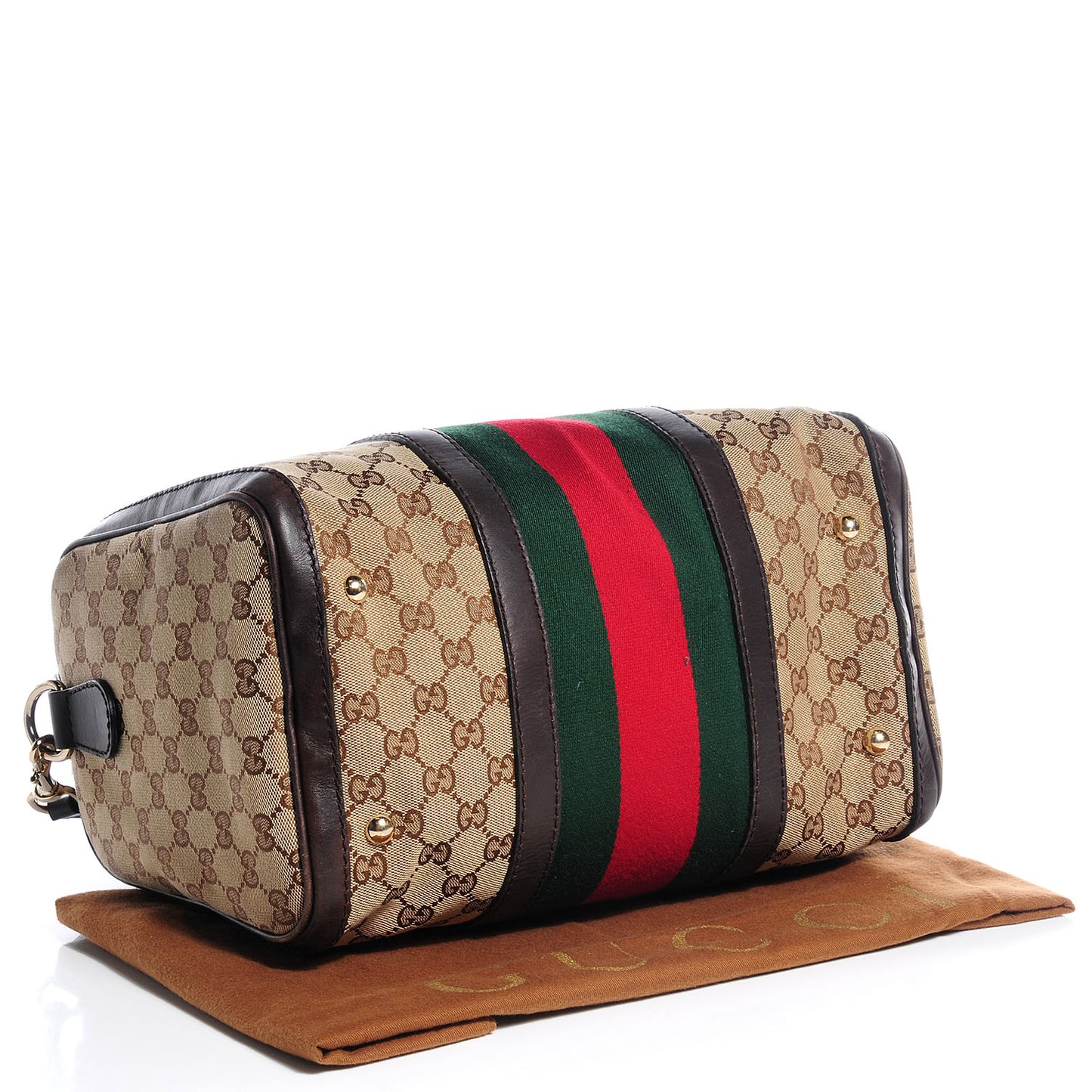 Monogram Selleria Calfskin Vintage Web Medium Boston Beige Ebony Cocoa