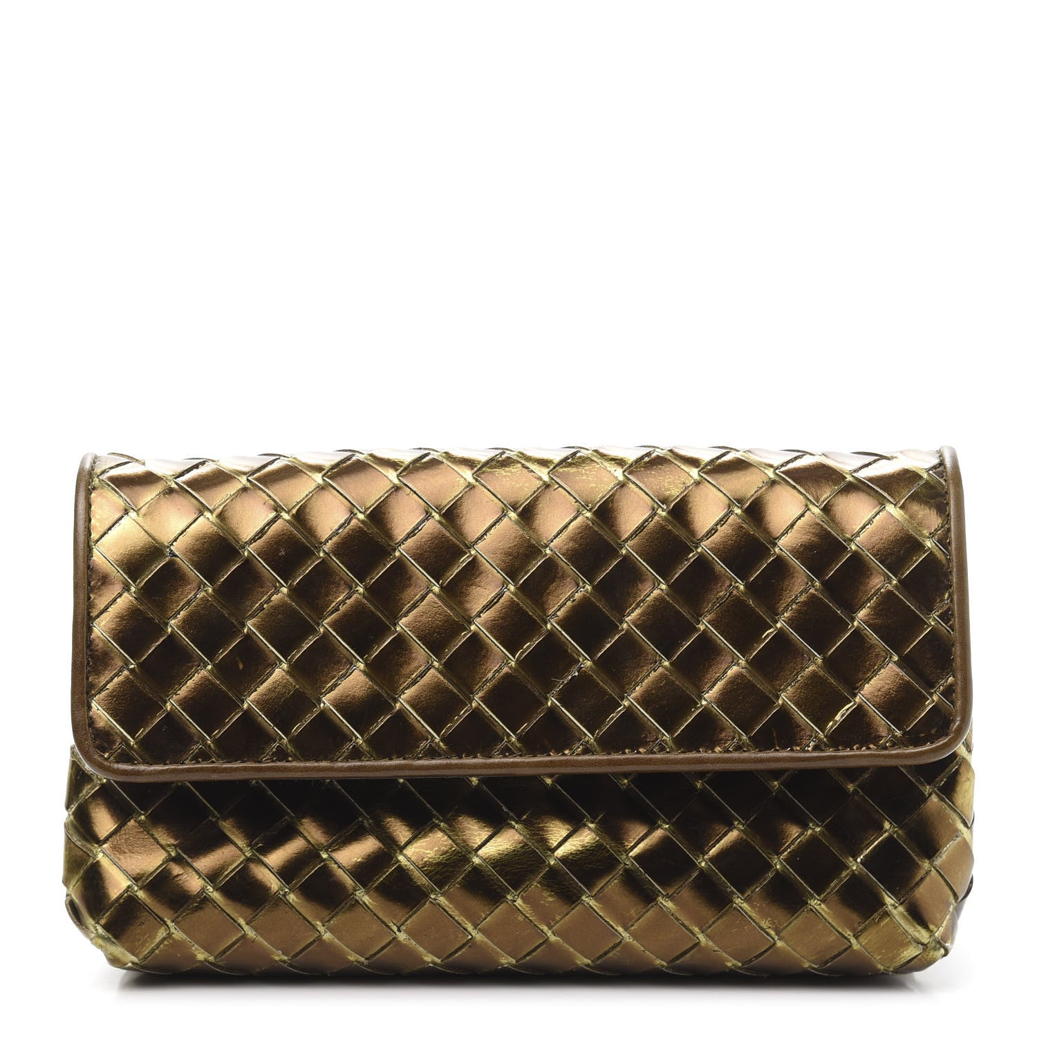Bottega Veneta Metallic Nappa Intrecciato Cosmetic Case Dark Bronze 1 of 13
