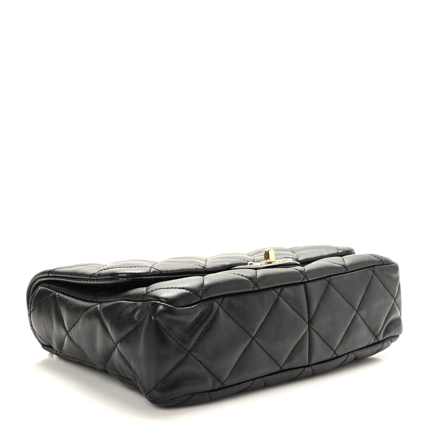 Lambskin Quilted Large CC Funky Town Flap Black