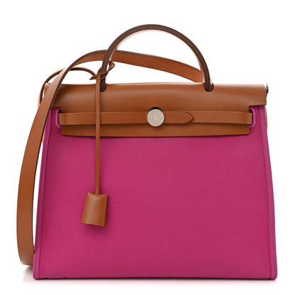 Hermes Vache Hunter Toile Herbag Zip 31 PM Magnolia Fauve 1 of 14