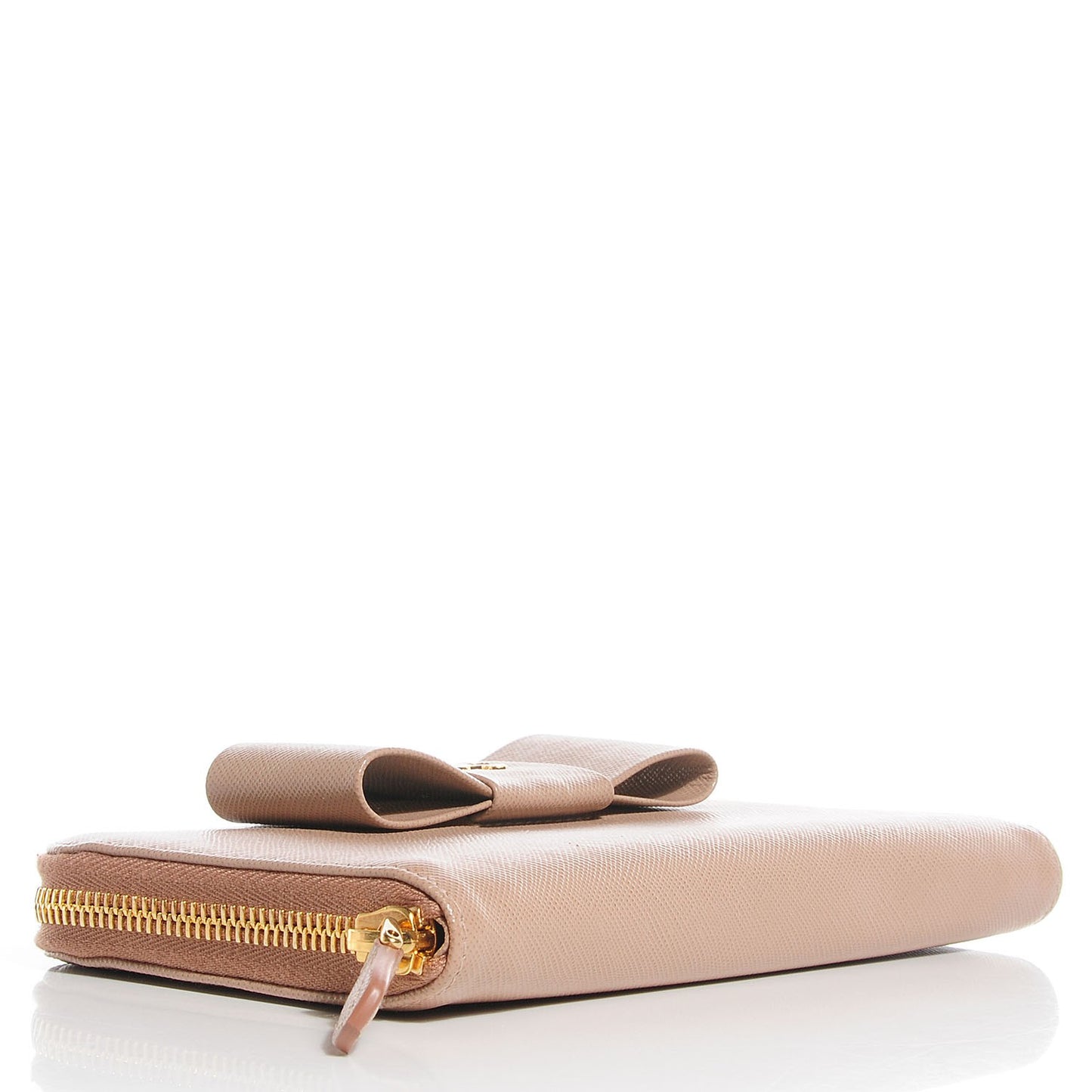 Saffiano Fiocco Bow Zip Around Wallet Cammeo