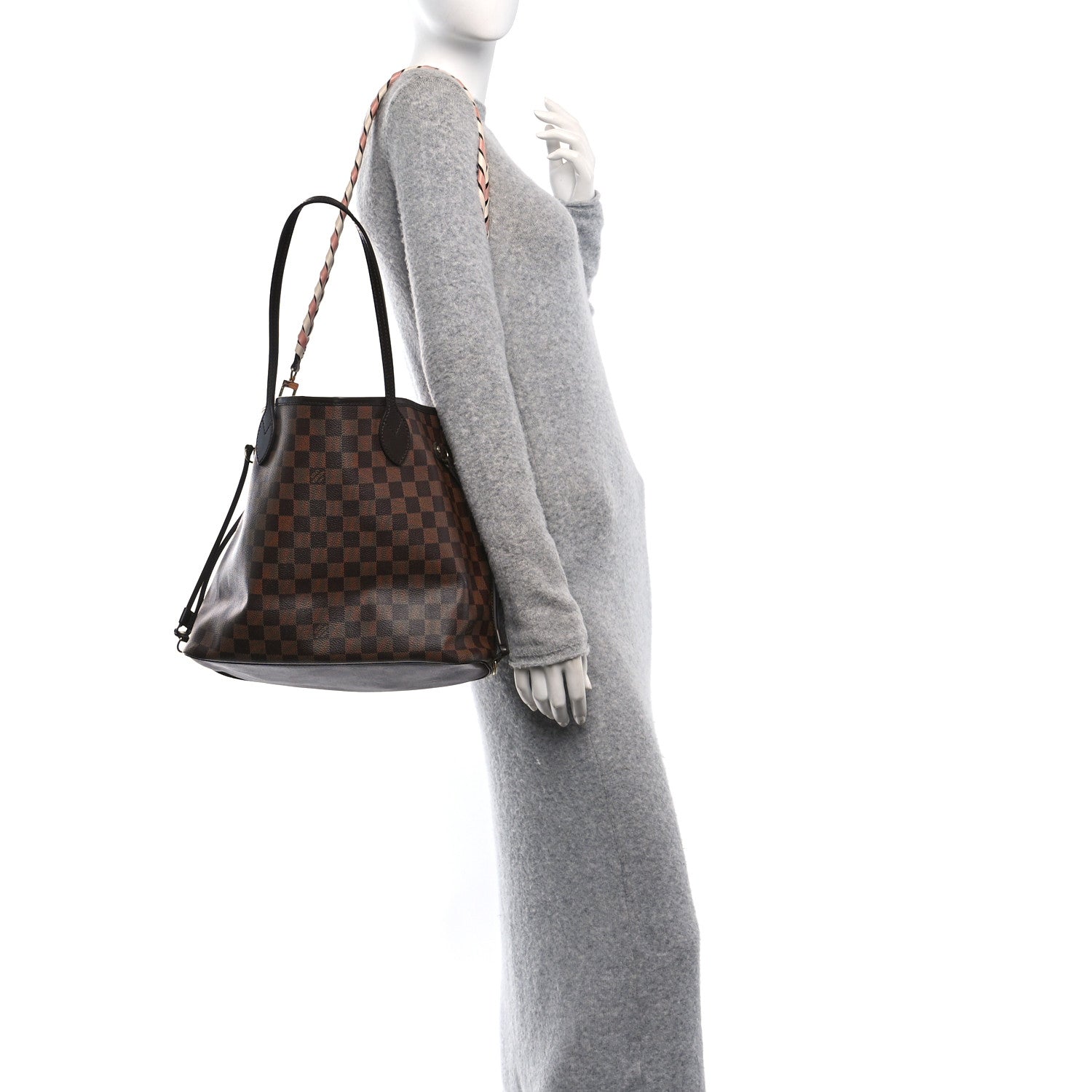 Louis Vuitton Damier Ebene Braided Neverfull MM Pink 3 of 13