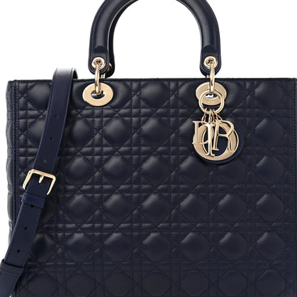 Christian Dior Lambskin Cannage Large Lady Dior Navy Blue 7 of 9